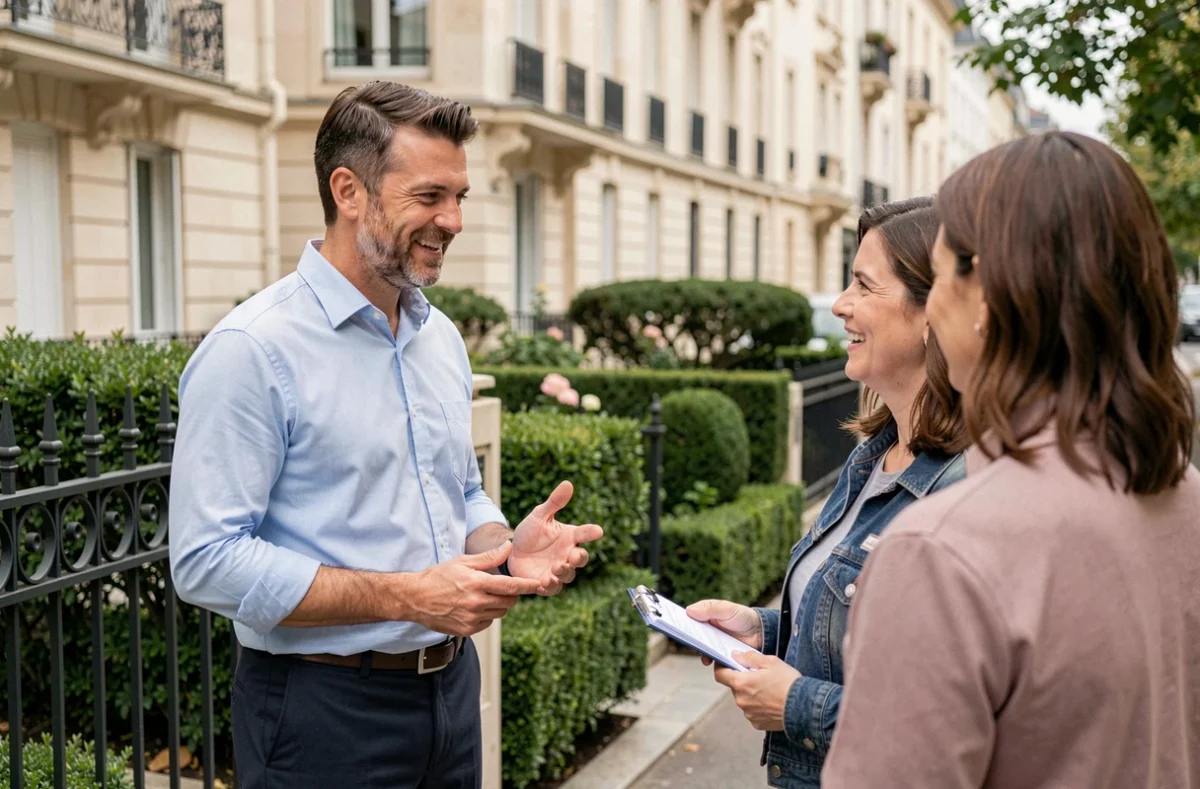 Conseiller du Centre Services Boulogne-Billancourt discutant d'un plan d'entretien de jardin avec un client