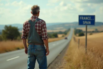 Paysans français à la frontière entre la France et l'Espagne