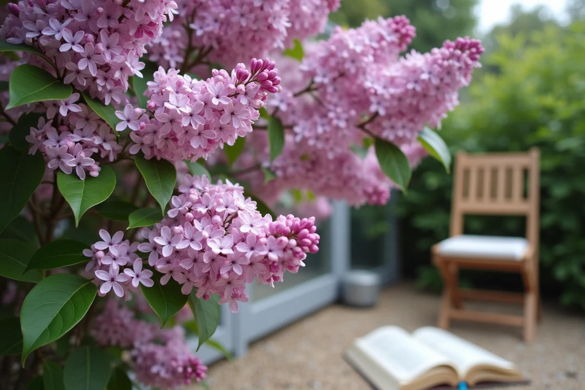 Gros plan sur les fleurs de lilas japonais en pleine floraison